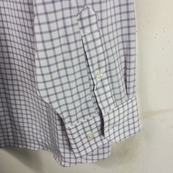 Perry Ellis Portfolio Mens Long-Sleeve Checkered Dress Shirt 18 34/35 Purple - Picture 7 of 7